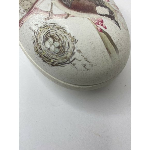 Ceramic Trinket Box Lid Bird Nest Flowers 4" x 3" Jar Container Vanity - Picture 2 of 10